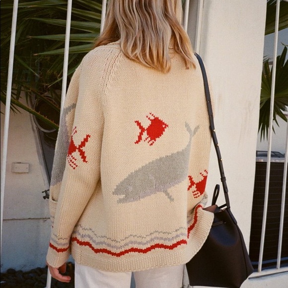 THE GREAT. Sweaters - The Great. Fisherman Intarsia Cardigan Sweater 0